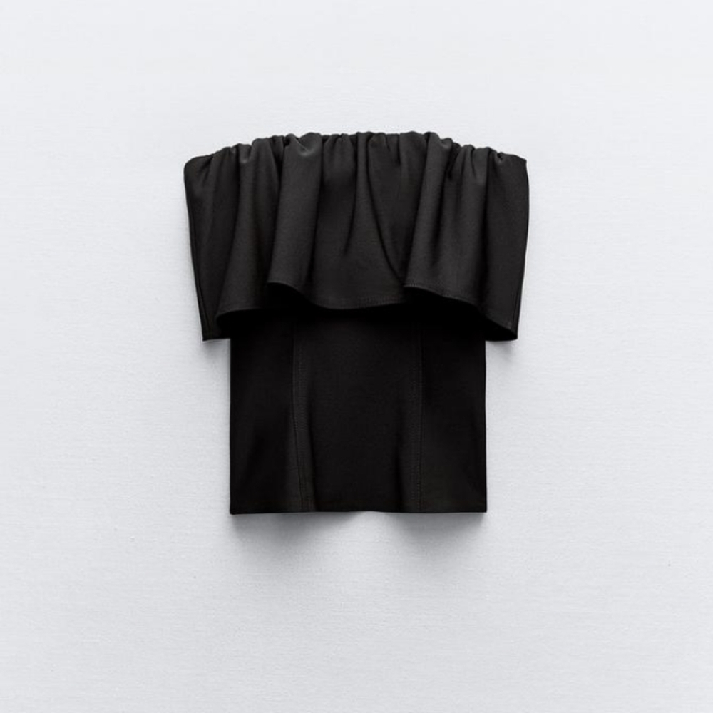 ZARA STRAPLESS TOP WITH RULLE DETAILL - Picture 5 of 7